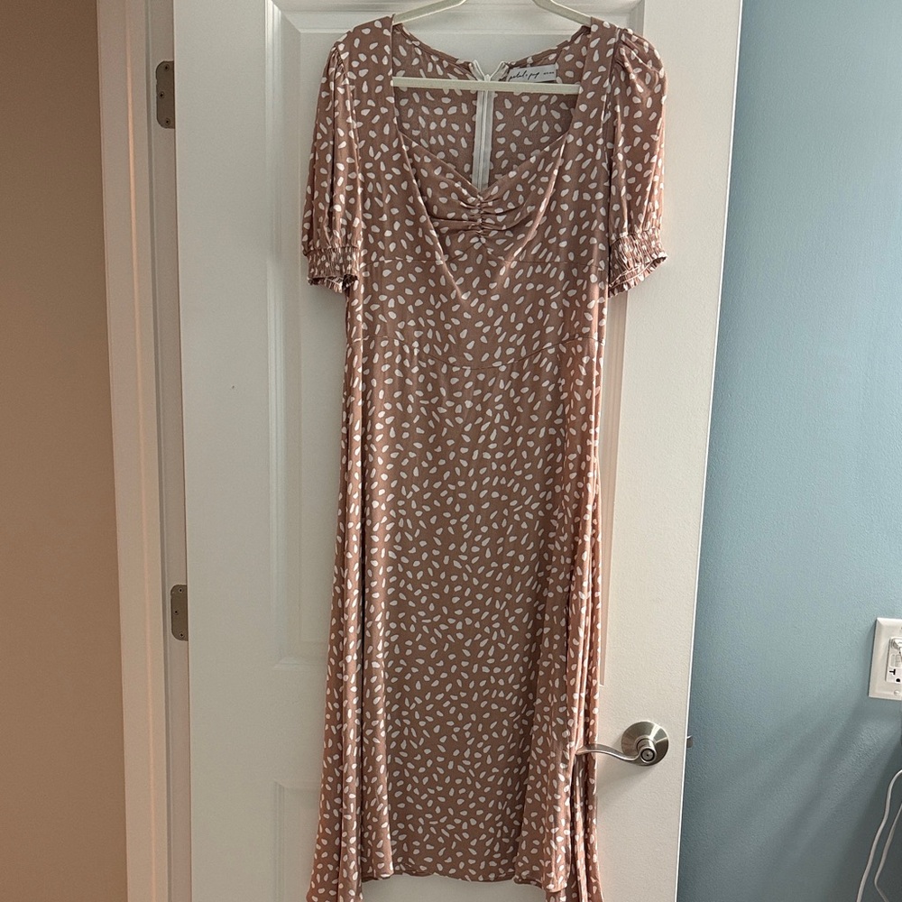 Petal & Pup Tan Patterned Midi Dress